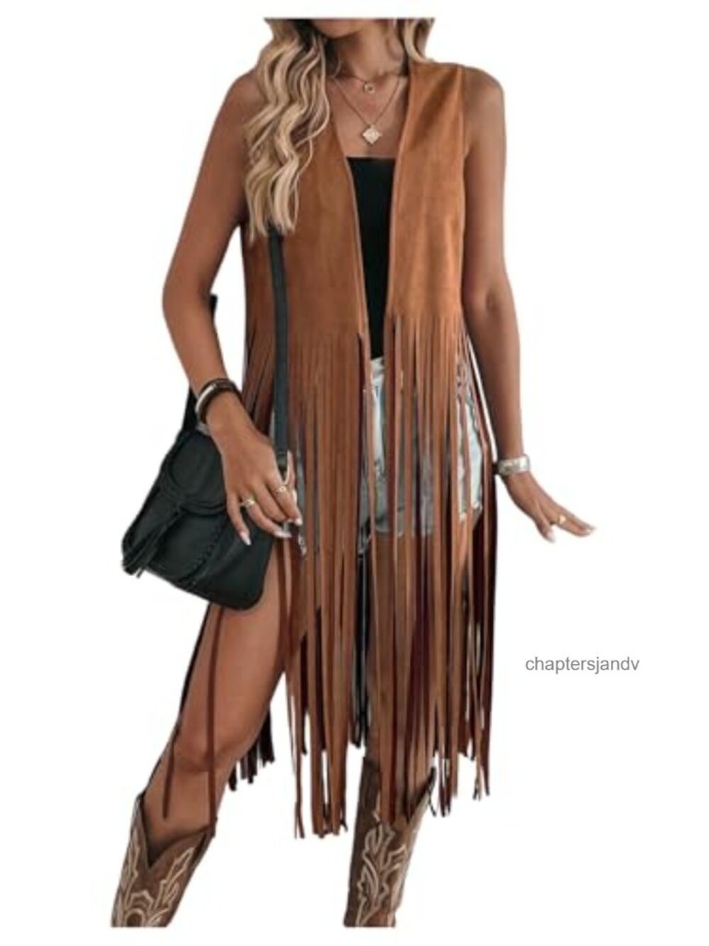 Sleeveless Fringe Vest Faux Suede Western Cardigan Jacket